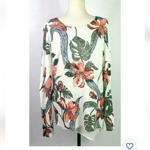 Soft Surroundings Top Medium Petal  Floral  Layered Sequin Boat Neck  2be21